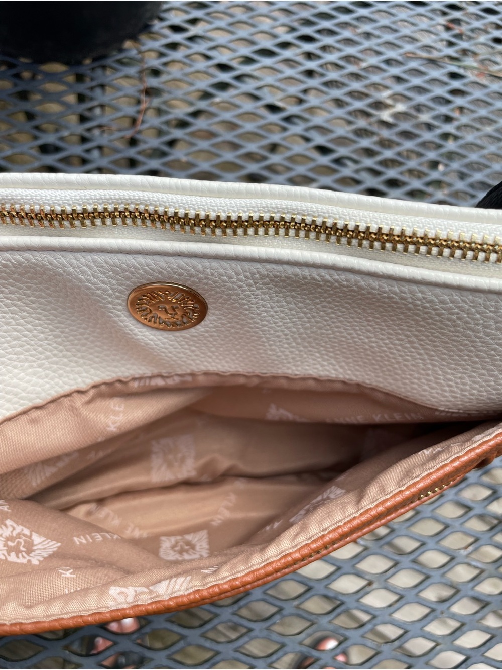 Anne Klein White and Orange Crossbody with Gold Accents - Picture 5 of 10